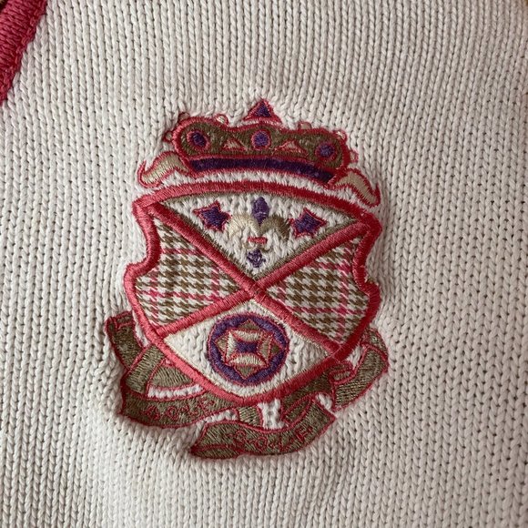 Izod White Pink Brown Preppy Sweater L 90s - Picture 3 of 4